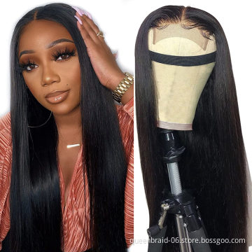 4x4 Lace Closure Wigs Straight Hair Virgin Human Hair Lace Closure Wigs For Black Women Pre Plucked With Baby Hair Natural Color